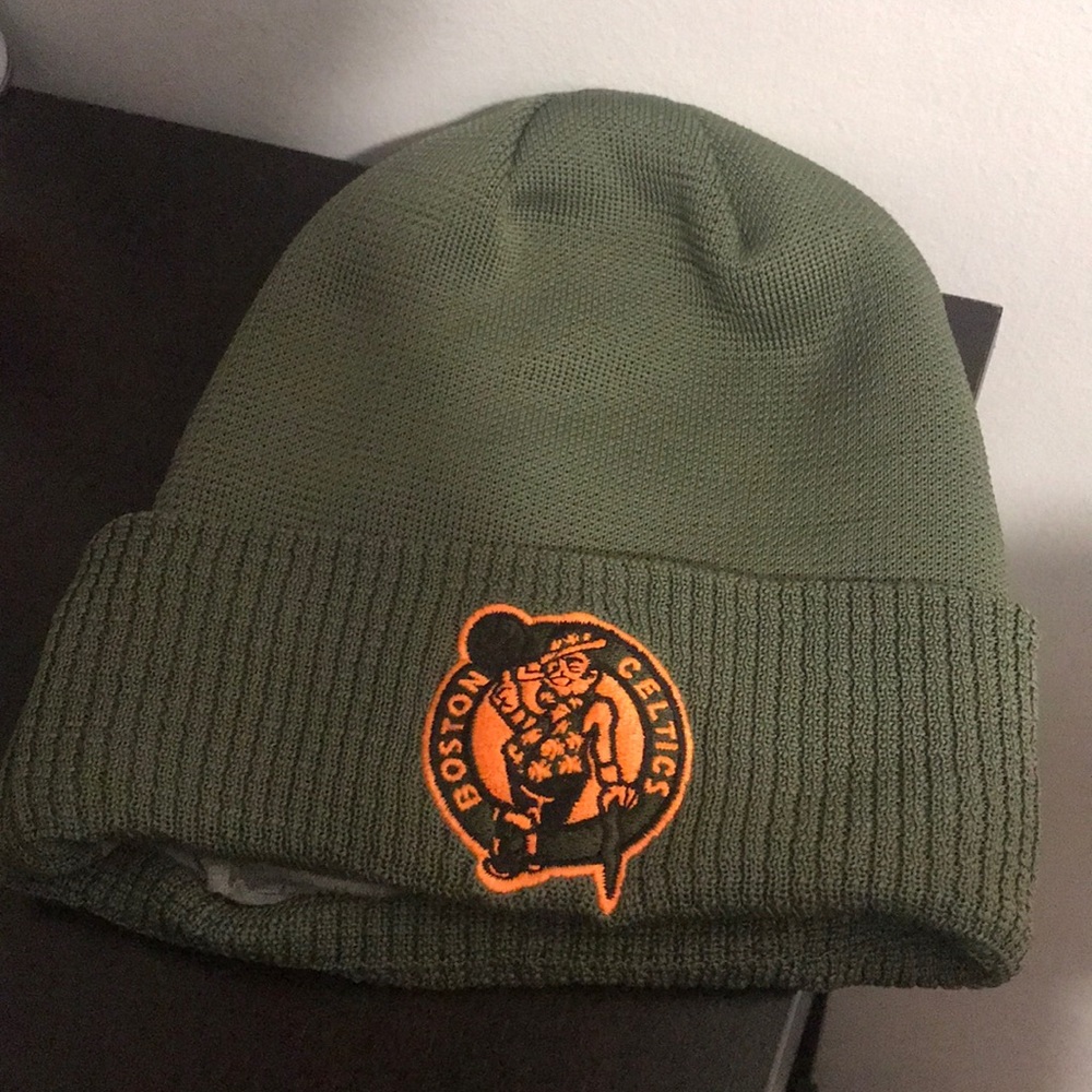 Boston Celtics Army Green Knit Skull Cap
